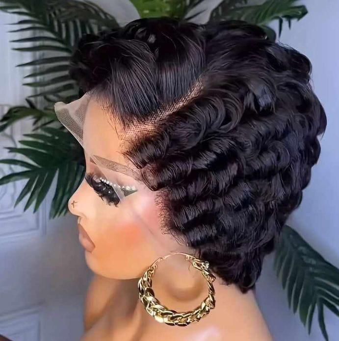 Full frontal Humanhair Pixie Cut Black Tiwa